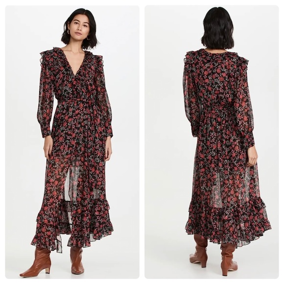 Misa Los Angeles Gabriela Dress Carnellian Blooms Floral Black Size XS - Picture 3 of 12